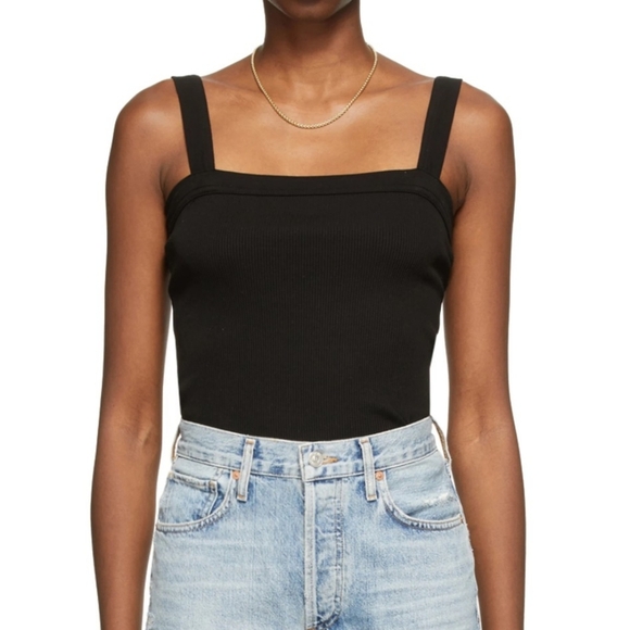Citizens Of Humanity Florienne Tank Square Neck Rib Knit Fitted Black L NWT - Picture 13 of 15